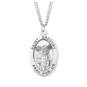 Patron Saint Gregory Oval Sterling Silver Medal 