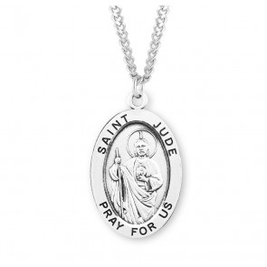 Patron Saint Jude Oval Sterling Silver Medal 
