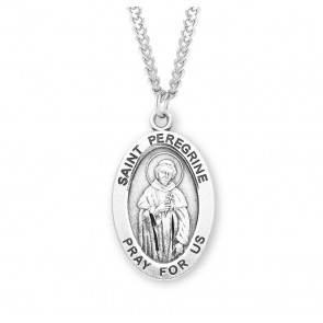 Patron Saint Peregrine Oval Sterling Silver Medal 