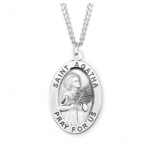 Patron Saint Agatha Oval Sterling Silver Medal