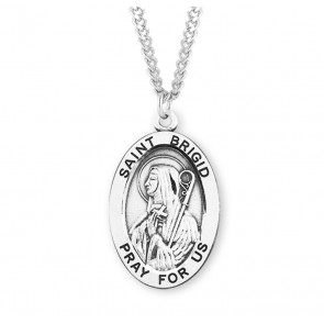 Sterling Silver Lg Oval St Brigid-*24" Ch-Bxd