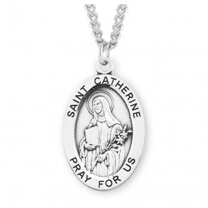 Patron Saint Catherine of Siena Oval Sterling Silver Medal