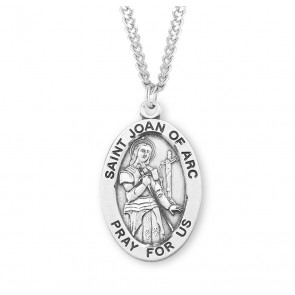 Patron Saint Joan of Arc Oval Sterling Silver Medal 