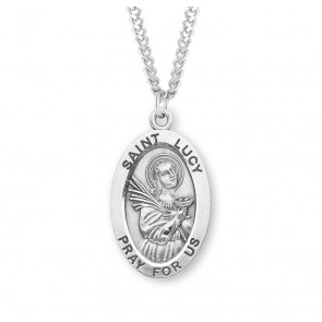 Sterling Silver Lg Oval St Lucy *24" Ch-Bxd