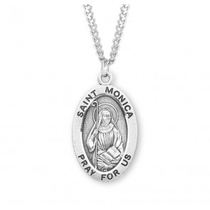 Patron Saint Monica Oval Sterling Silver Medal