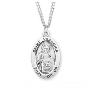 Sterling Lg Oval St Veronica-*24" Ch-Bxd