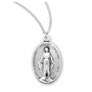 Sterling Silver Oval Miraculous Medal, w/18" Ch-Bxd