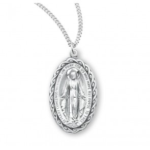 Sterling Silver Miraculous w/ Roped edge w/ 18" Ch-Bxd