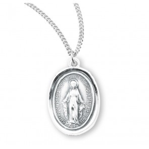 Sterling Silver Oval Mirac Medal- *18" Ch-Bxd