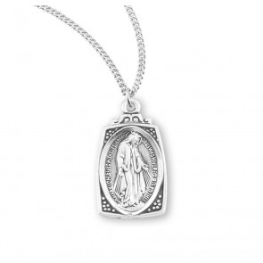 Sterling Silver Rectangle Miraculous 18" Ch-Bxd