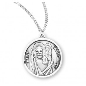 Saint Christopher Round Sterling Silver Medal 