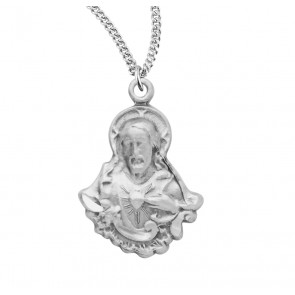 Sterling Silver Scapular Sacred Heart of Jesus Medal 