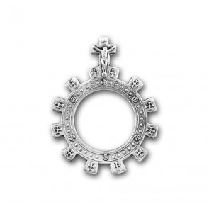 Sterling Silver Fancy Flat Pocket Rosary Ring