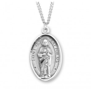 Sterling Silver Oval St. Jude Medal-*20" Ch-Bxd