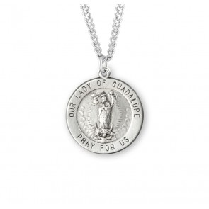 1-1/8" Round Our Lady of Guadalupe Medal on a 24" Ch-Bxd