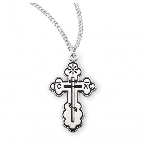 Sterling Silver Small Byzantine Cross w/18" Ch-Bxd