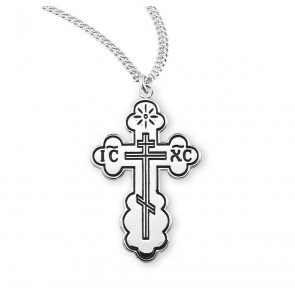 Sterling Silver Med.Orthodox Cross-*20" Ch-Bxd