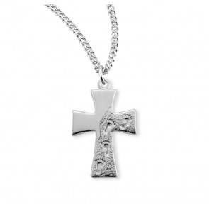 Sterling Silver Footprints in the Sand Cross