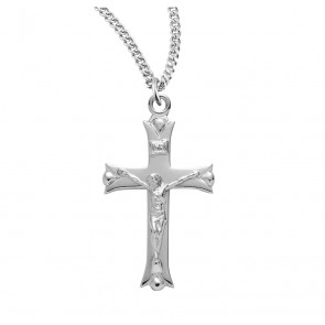 Leaf Tipped Sterling Silver High Polished  Crucifix