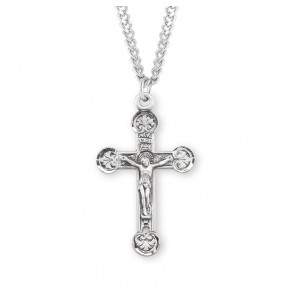 Floret Tipped Sterling Silver Crucifix 