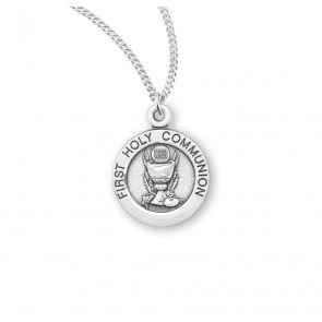 First Communion Round Sterling Silver Medal