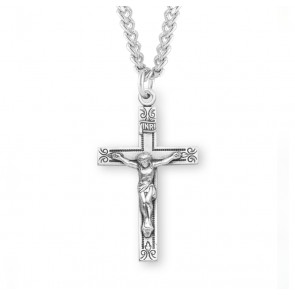Swirl Design Sterling Silver Crucifix 