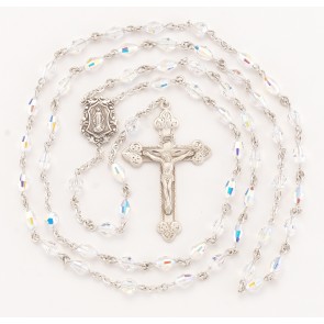Aurora Oval Finest Austrian Crystal Sterling Silver Rosary