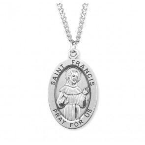 Sterling St. Francis Medal Size 8-*24" Ch-Bxd