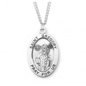 Patron Saint Gregory Oval Sterling Silver Medal 