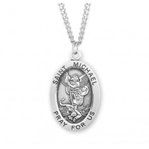 Patron Saint Michael Oval Sterling Silver Medal 