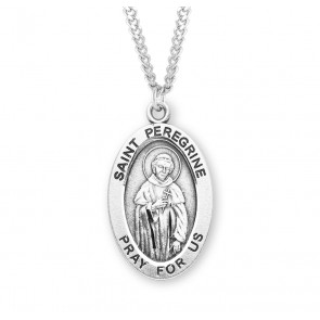 Patron Saint Peregrine Oval Sterling Silver Medal 
