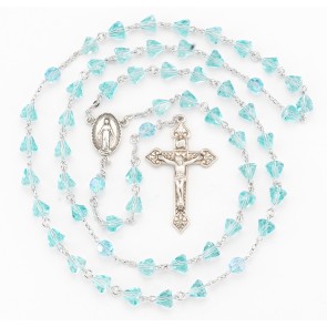 Aqua Sterling Silver Rosary 
