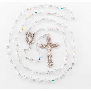 Round Shape Faceted Finest Austrian Crystal Sterling Silver Rosary