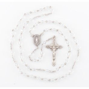 Round Clear Finest Austrian Crystal Sterling Silver Rosary