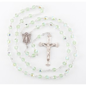 Round Chrysolite Finest Austrian Crystal Sterling Silver Rosary 