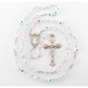 6mm Finest Crystal (AB) Sterling Silver Rosary-Bxd 80/123