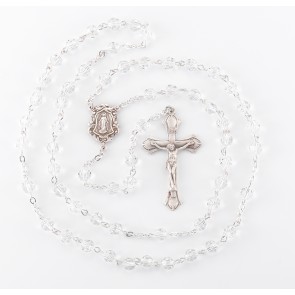 6mm Finest Crystal Plain Sterling Silver Rosary Bxd  80/123