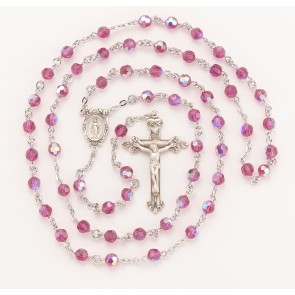6mm Finest Fuchsia (AB) Sterling Silver Rosary Bxd 64/120