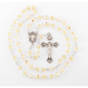 6mm Finest Crystal Jonquil Sterling Silver Rosary Bxd 73/117