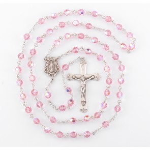 6mm Finest Light Rose Sterling Silver Rosary Bxd 73/145