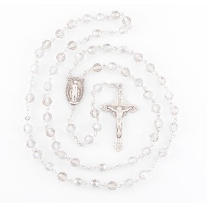 Round Smoked Finest Austrian Crystal Sterling Silver Rosary 