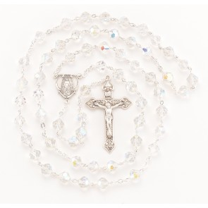 Aurora Sphere Shape Finest Austrian Crystal Sterling Silver Rosary