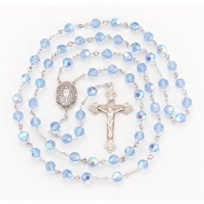 Light Sapphire Finest Austrian Crystal Sterling Silver Rosary