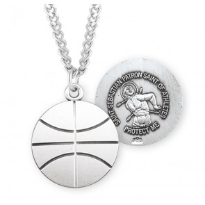 Saint Sebastian Sterling Silver Basketball Athlete Medal 