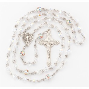 Finest Austrian Crystal and Murano Glass Sterling Silver Rosary 