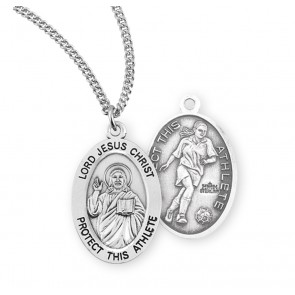 Lord Jesus Christ Oval Sterling Silver Female Soccer Athlete Medal 
