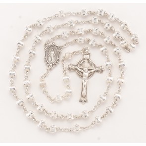 Straight Corrugated Sterling Rosary 