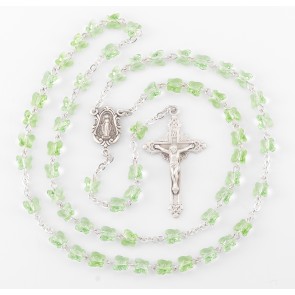 Peridot Finest Austrian Crystal Butterfly Sterling Silver Rosary  