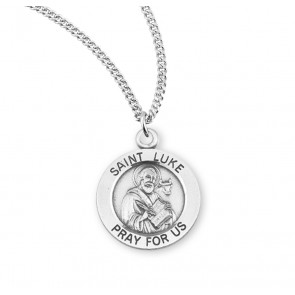Sterling Silver Med Rd St Luke18" Ch-Bxd