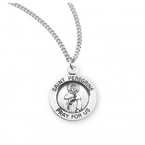 Saint Peregrine Round Sterling Silver Medal 